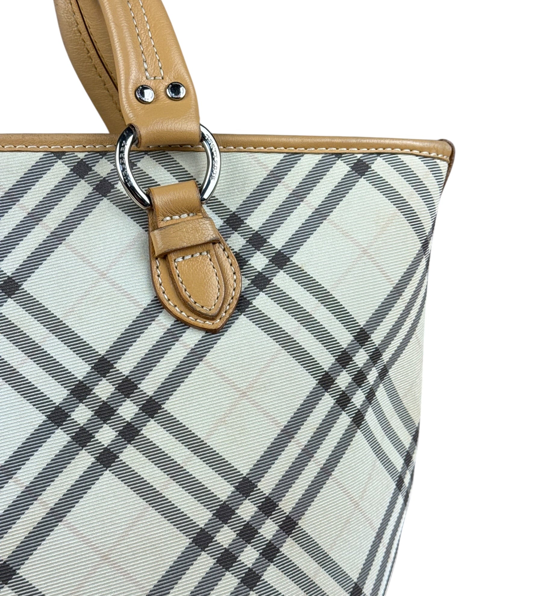 Burberry Vintage Light Beige Nova Check Zip Tote
