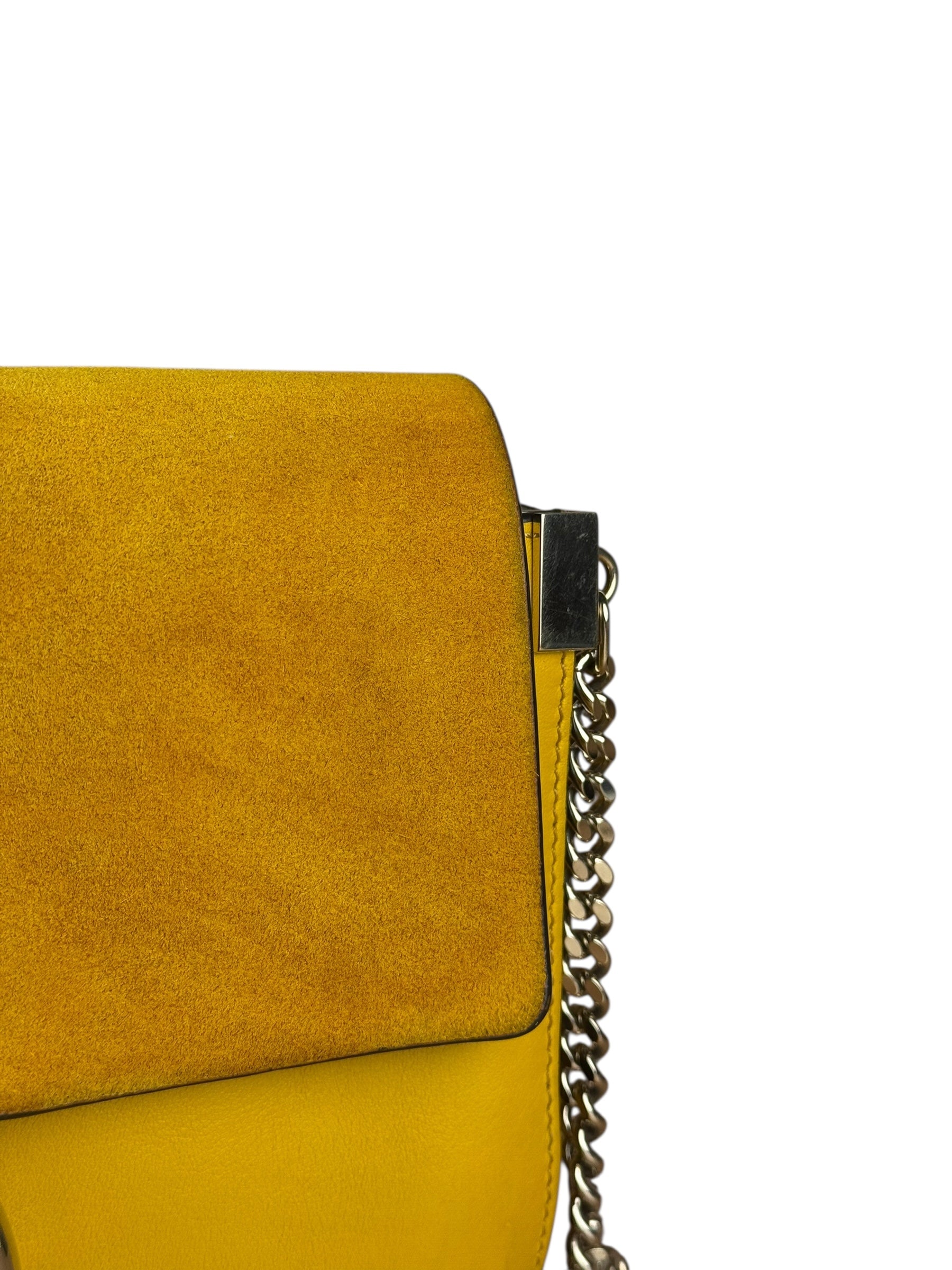 Chloé Suede/Calfskin Yellow Faye Shoulder Bag
