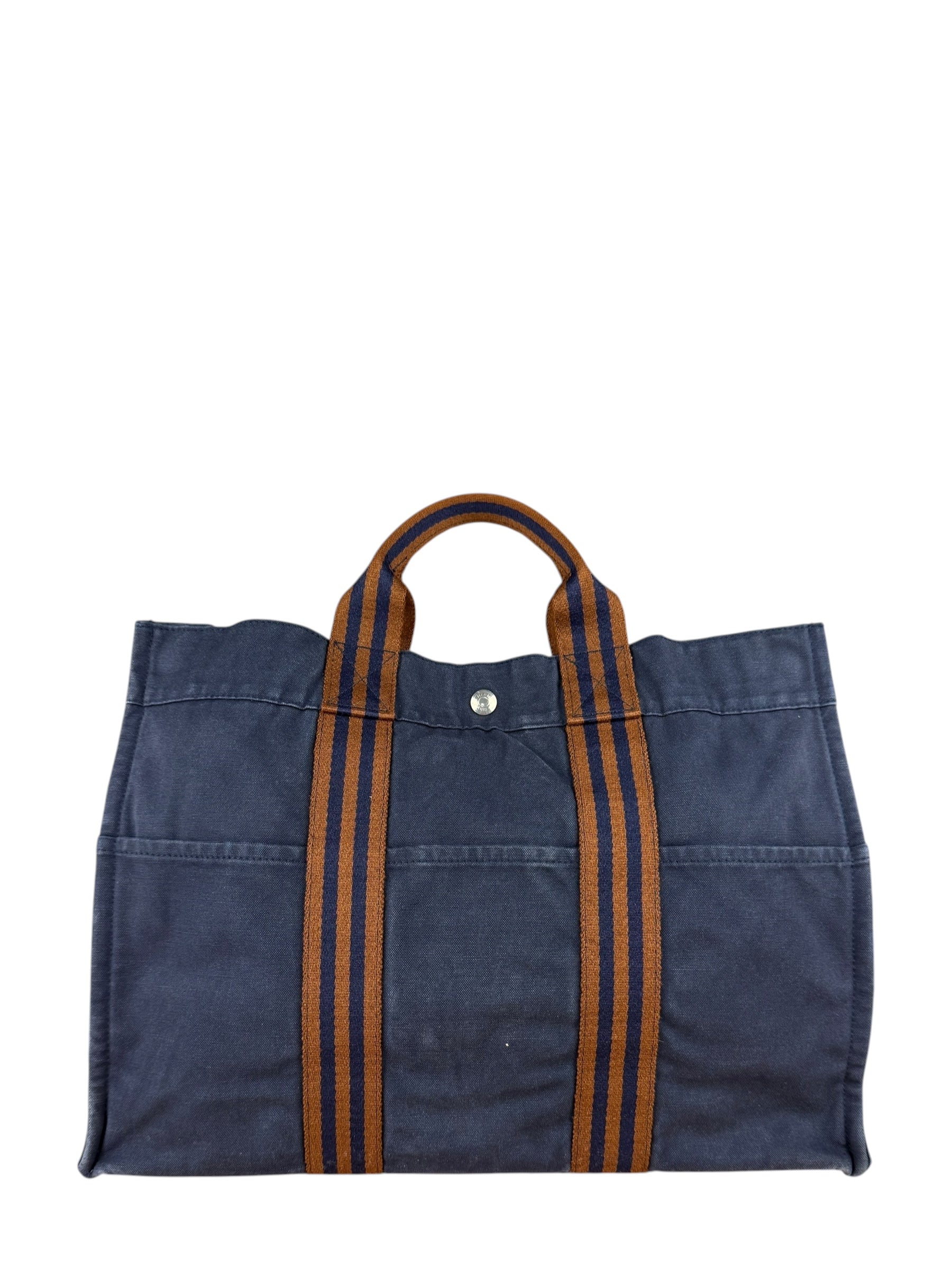 Hermes Vintage Large Navy Canvas Tote