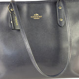 Coach Navy Crossgrain Leather City Zip Shoulder Bag