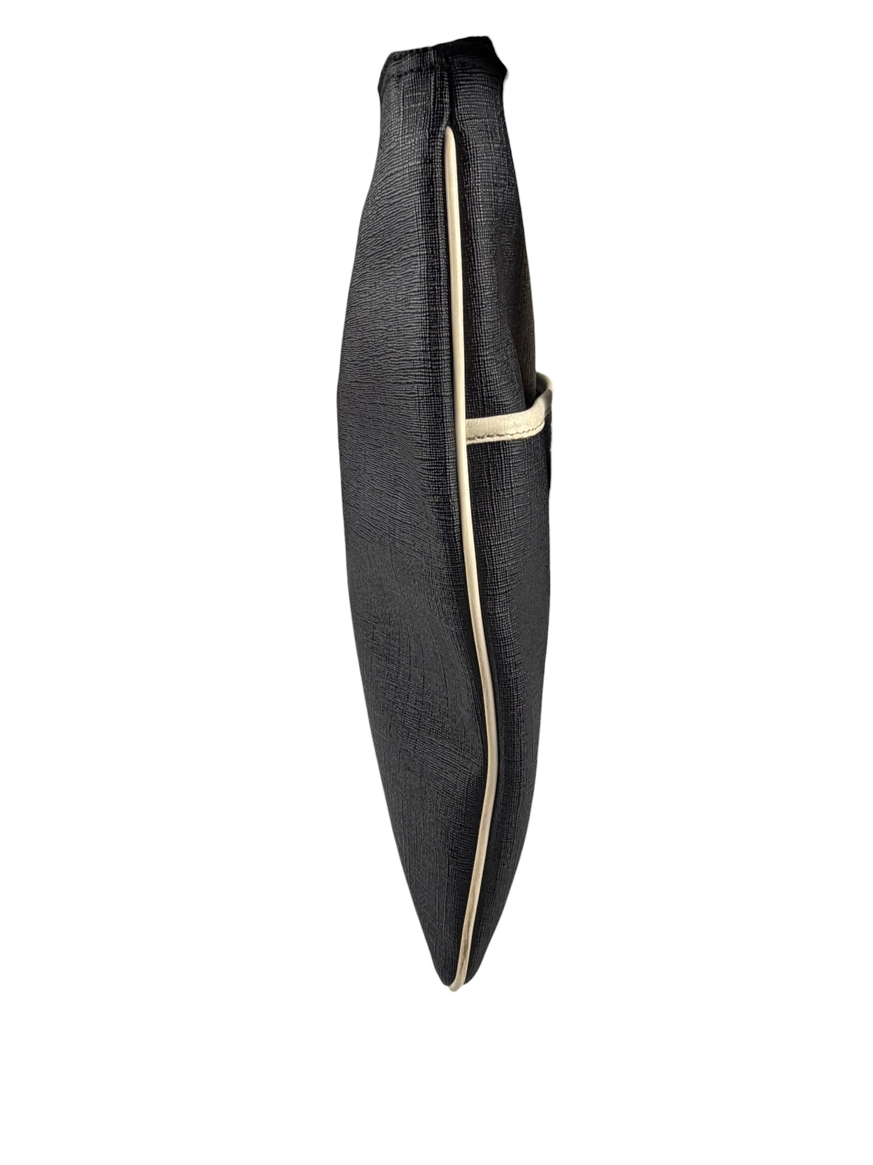 Gucci Vintage Black Leather Flat Messenger Shoulder Bag