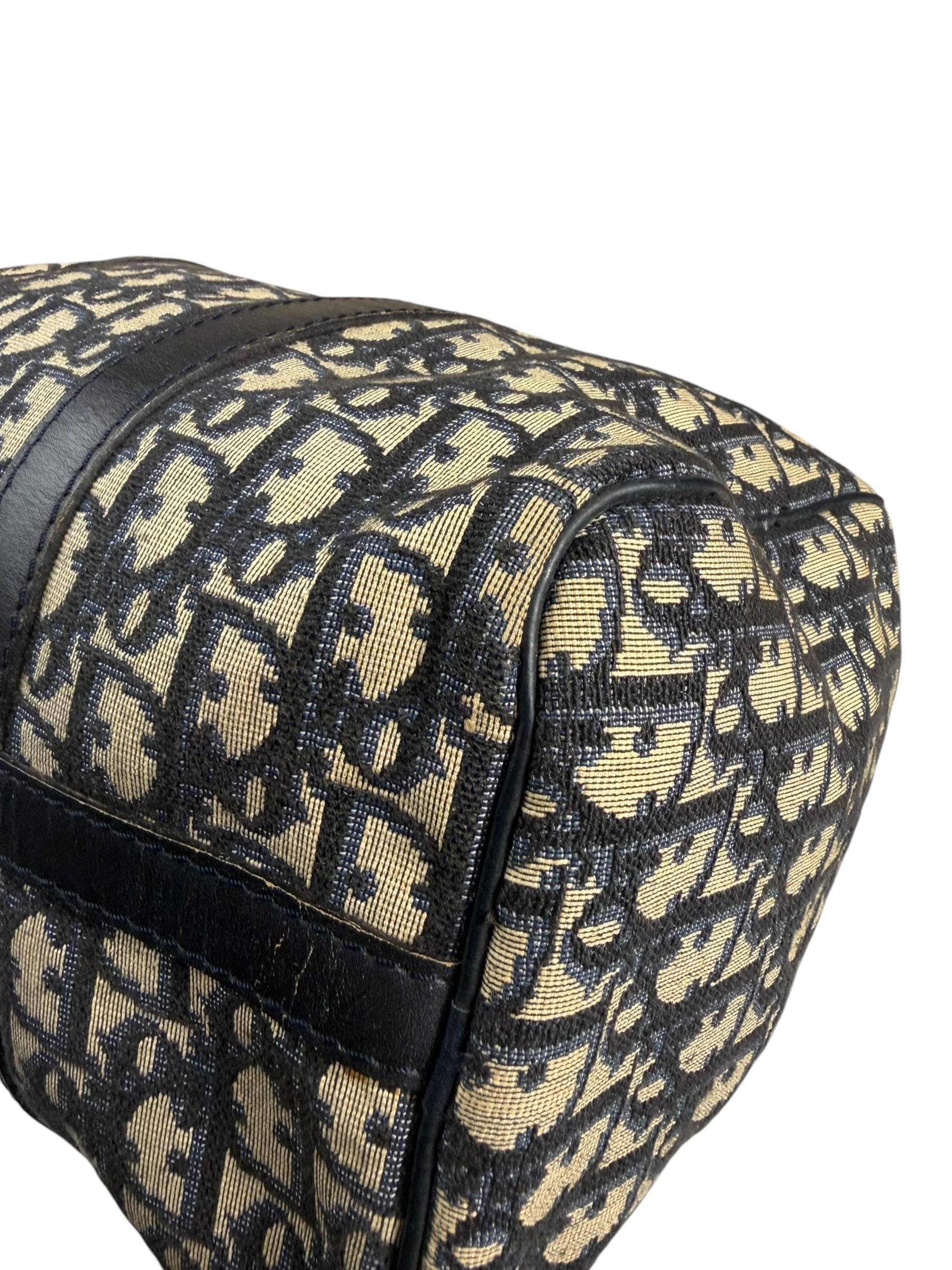 Christian Dior Vintage Navy Blue Trotter Boston Bag