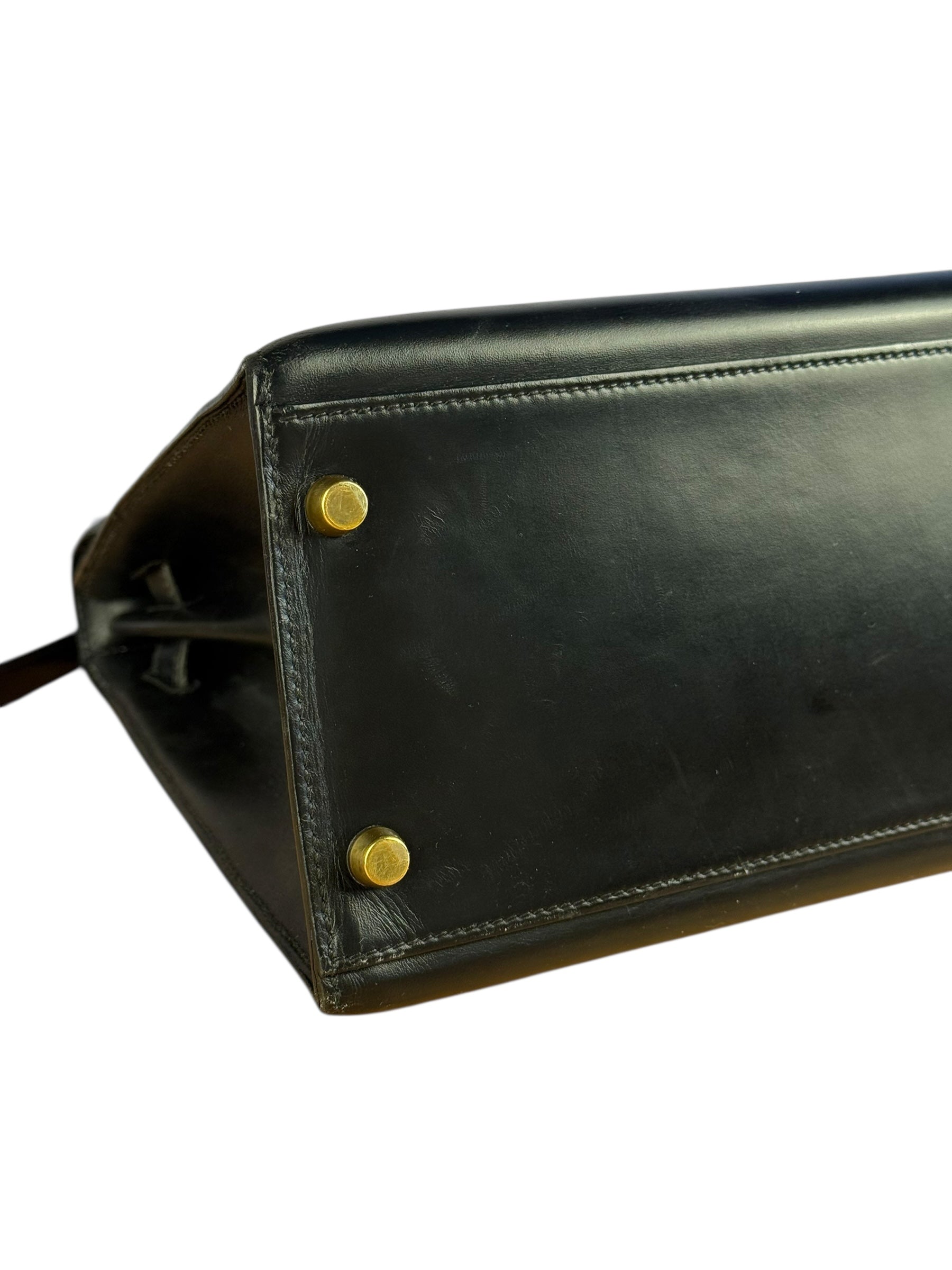 Hermes Kelly 32 Black Box Leather 1991