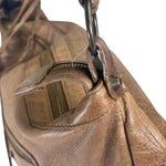 Balenciaga Brown Lambskin Day Moto Hobo Bag