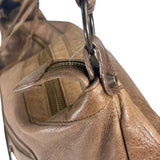 Balenciaga Brown Lambskin Day Moto Hobo Bag
