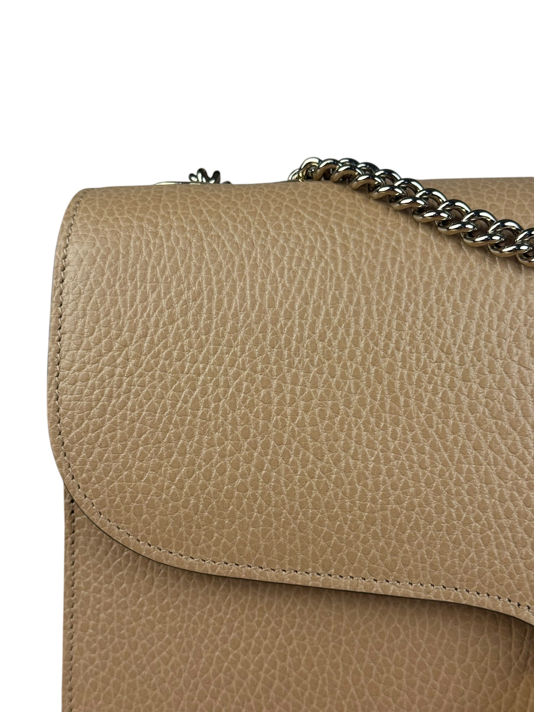 Gucci Beige Leather Medium GG Dollar Chain Shoulder Bag