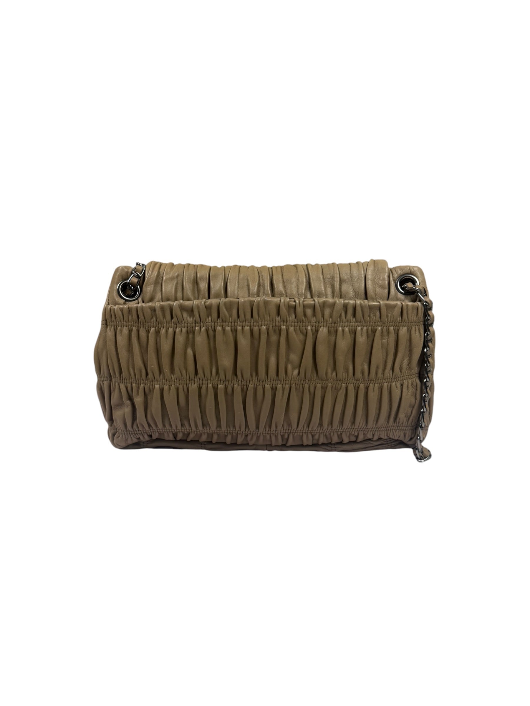 Prada Beige Nappa Leather Gaufre Chain Shoulder Bag