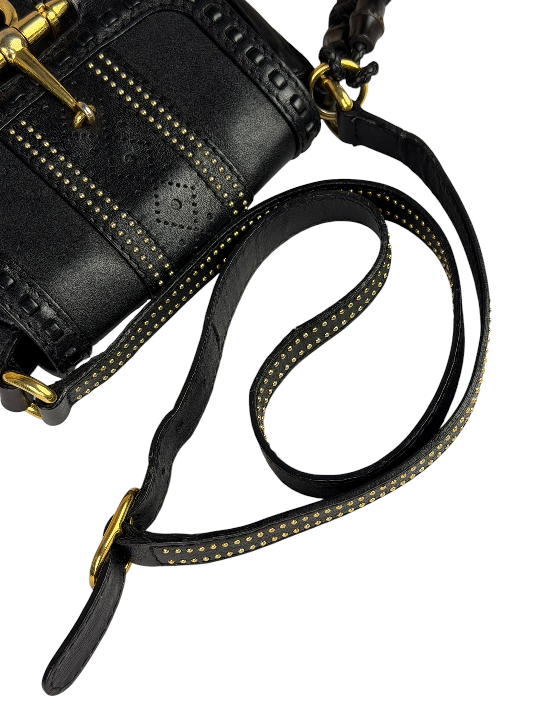 Gucci Black Leather Snaffle Bit Shoulder Bag