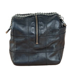 Chanel Black Leather Chocolate Bar Square-Stitched Bowler Shoulder Bag 2005