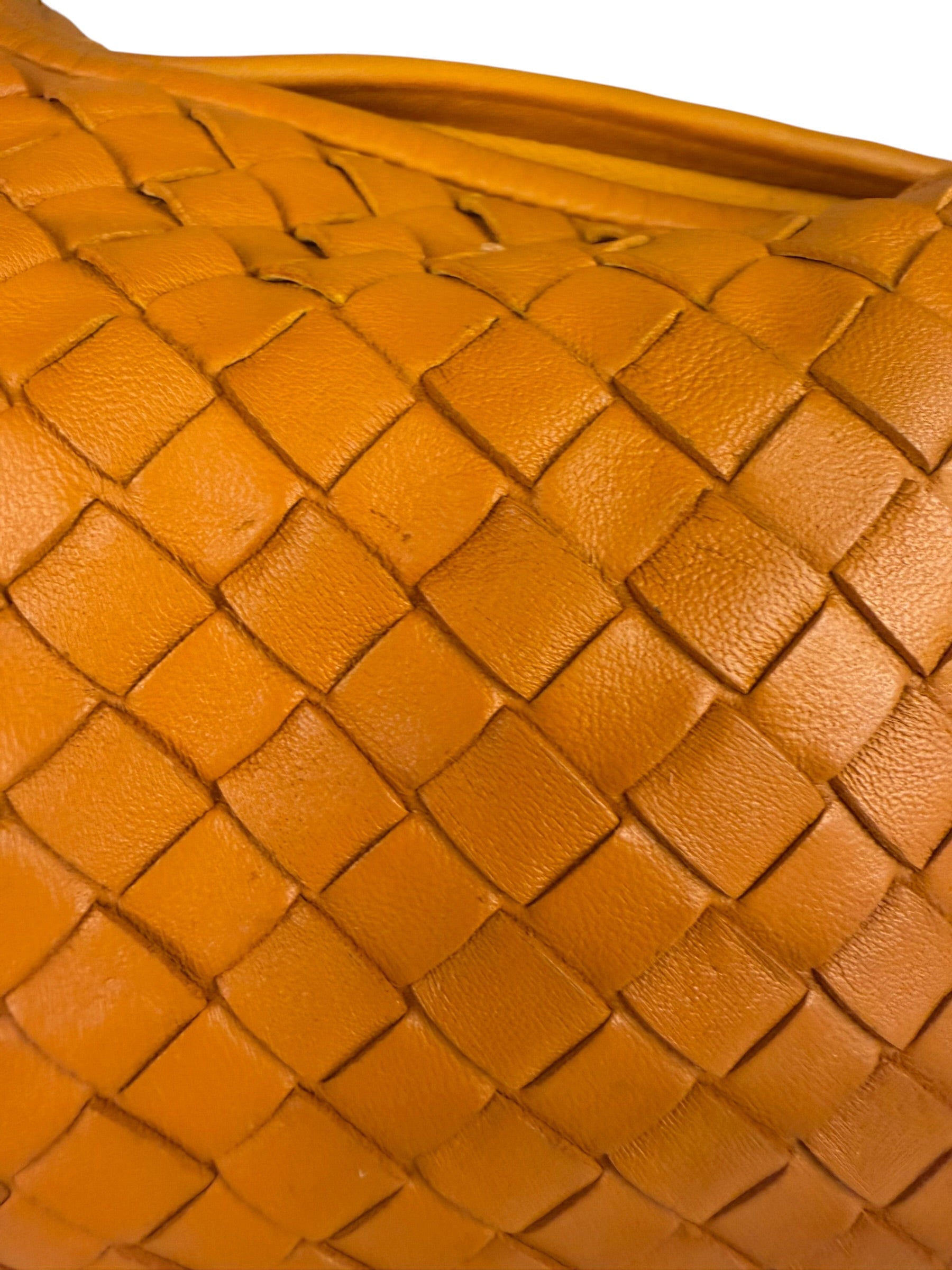 Bottega Veneta Orange Leather Intercciato Hobo Bag