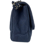 Chanel Blue Jersey Classic Flap Shoulder Bag 2009