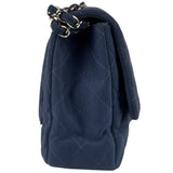Chanel Blue Jersey Classic Flap Shoulder Bag 2009