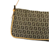 Fendi Beige Leather Trim Zucca Pochette