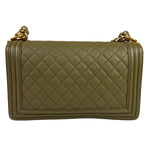 Chanel Olive Green Quilted Caviar Boy Flap Bag 2017