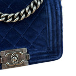 Chanel Blue Velvet Quilted Mini Boy Bag 2012