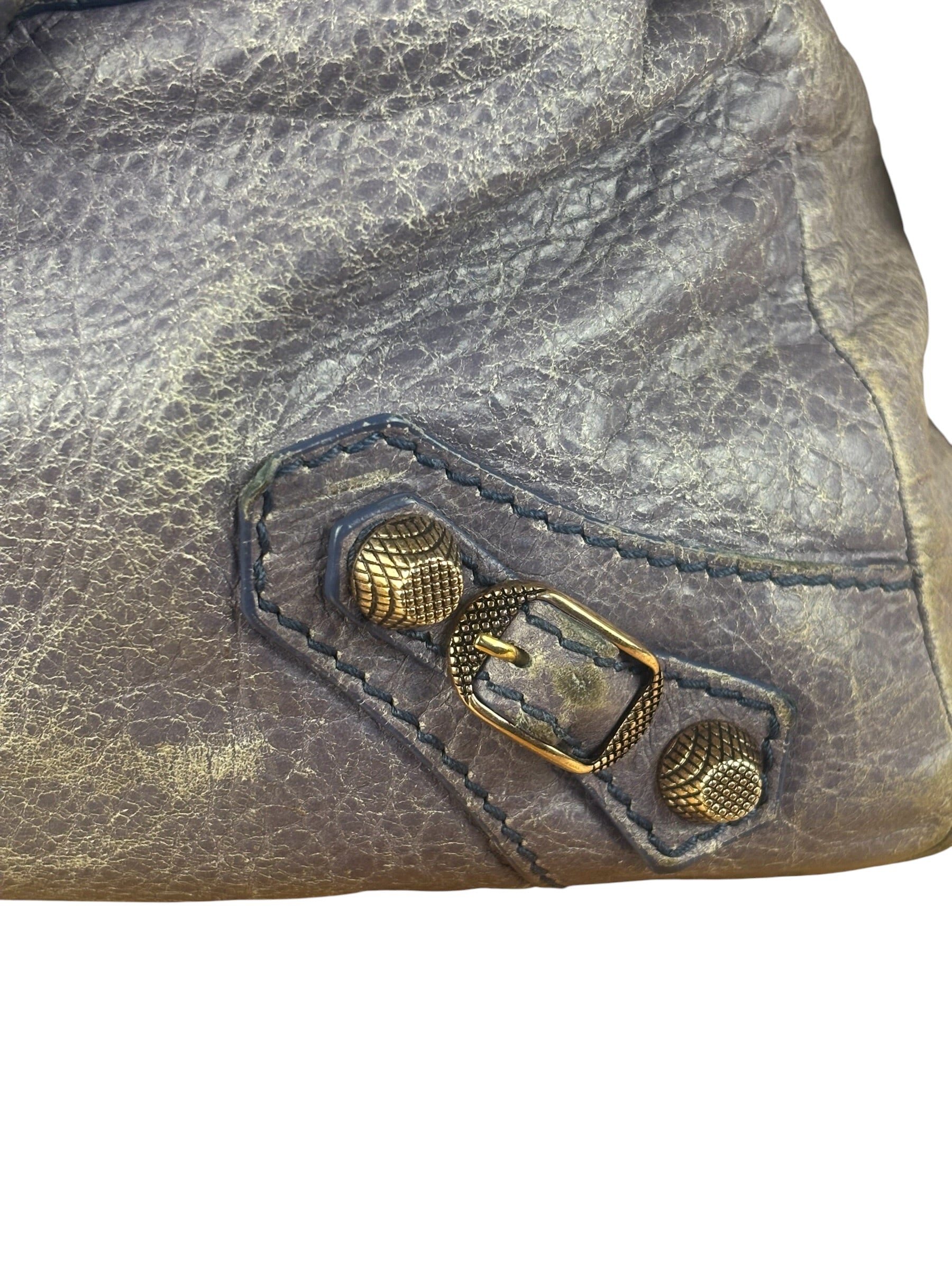 Balenciaga Vintage Distressed Purple Leather City Bag