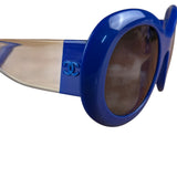 Chanel Vintage Blue Round Frame Sunglasses