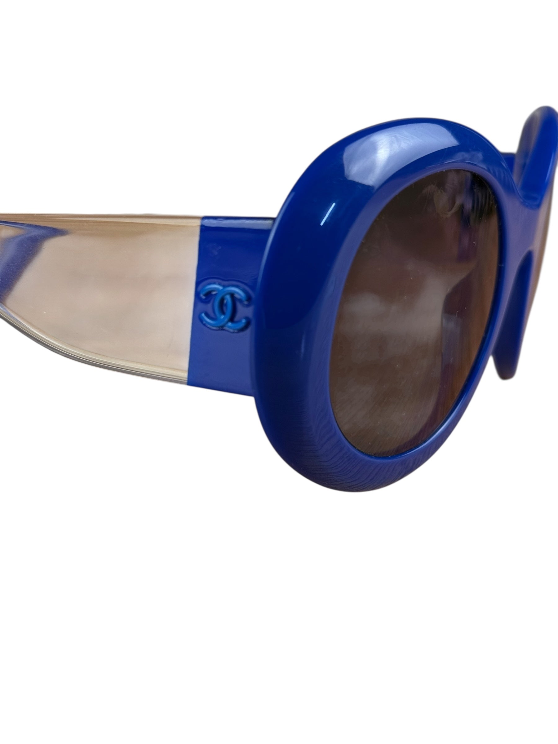 Chanel Vintage Blue Round Frame Sunglasses