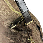 Fendi Brown Leather Trim Zucca Mamma Forever Baguette