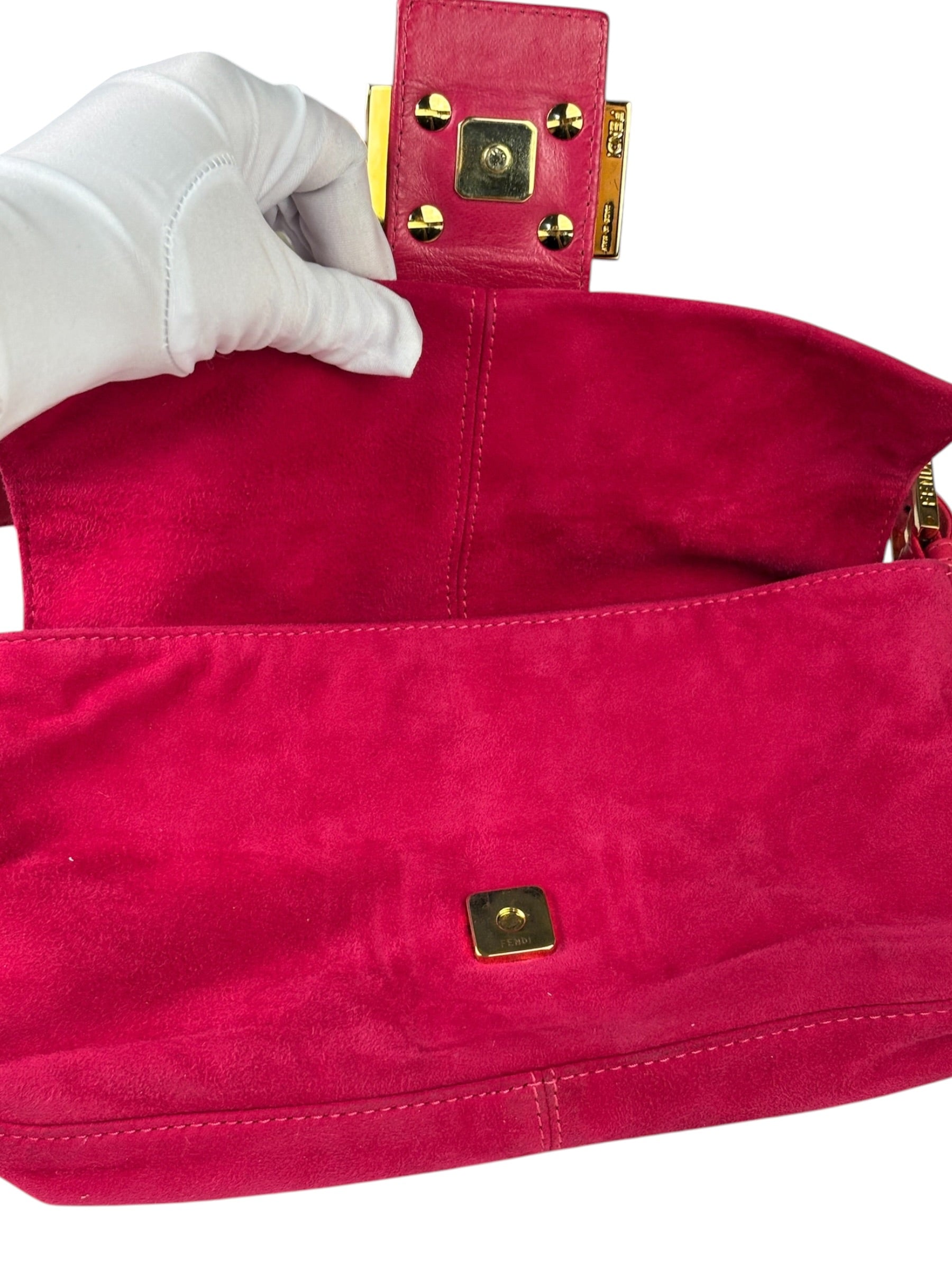 Fendi Pink Suede/Leather Trim Baguette