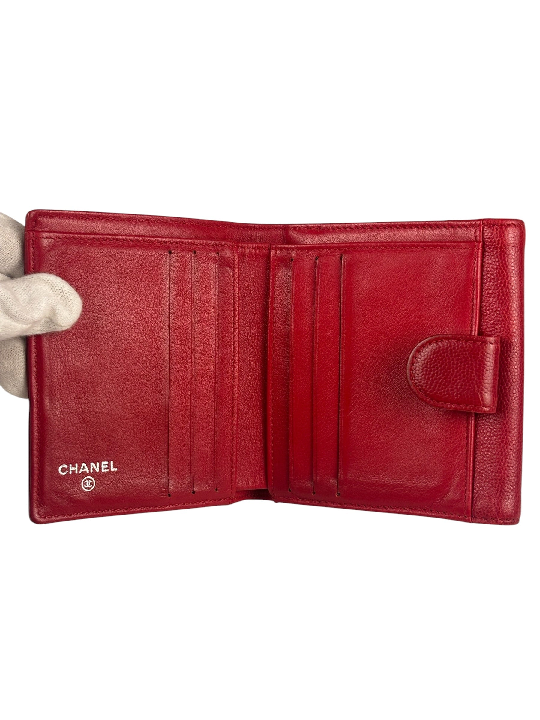 Chanel Vintage Red Caviar Compact Wallet 2010