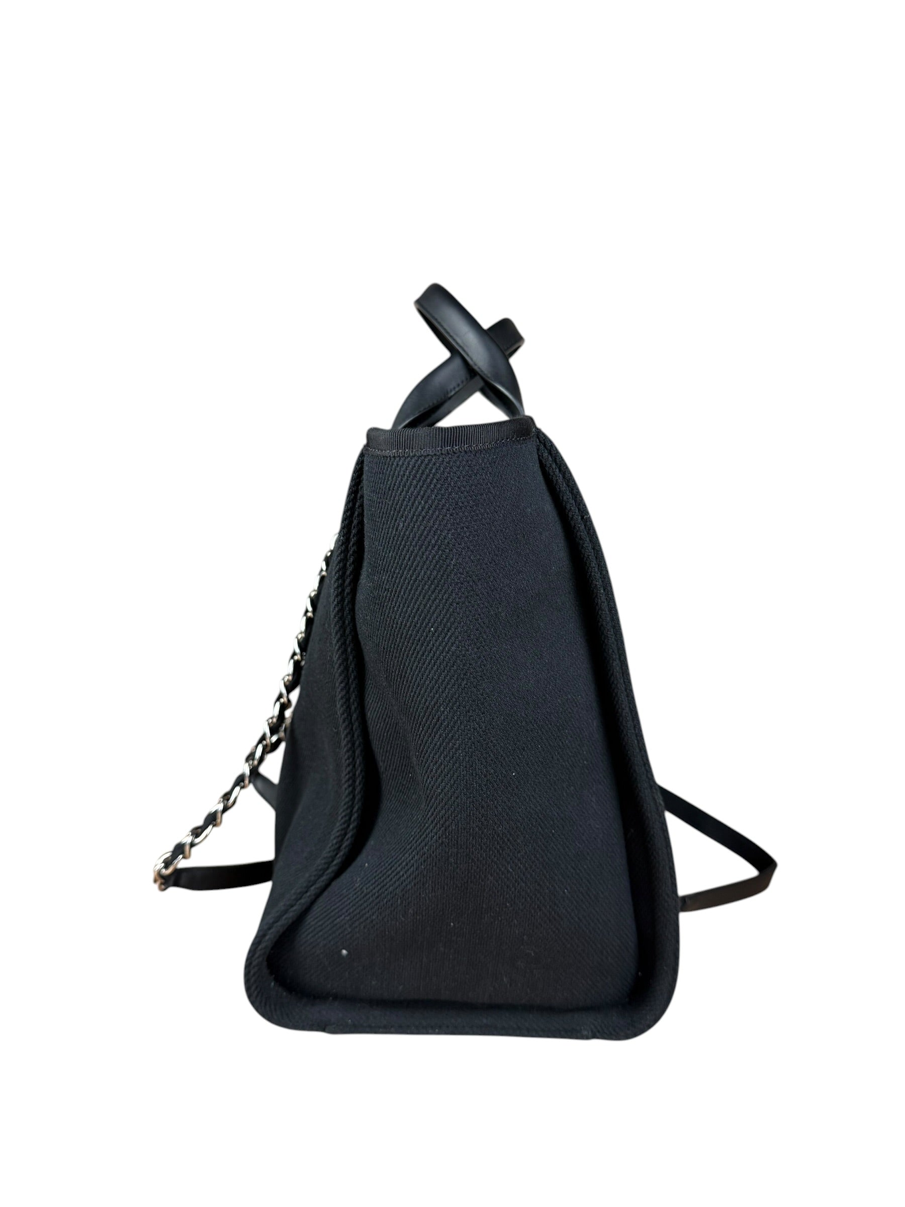 Chanel Black Canvas Pearl Deauville 2Way Tote 2019