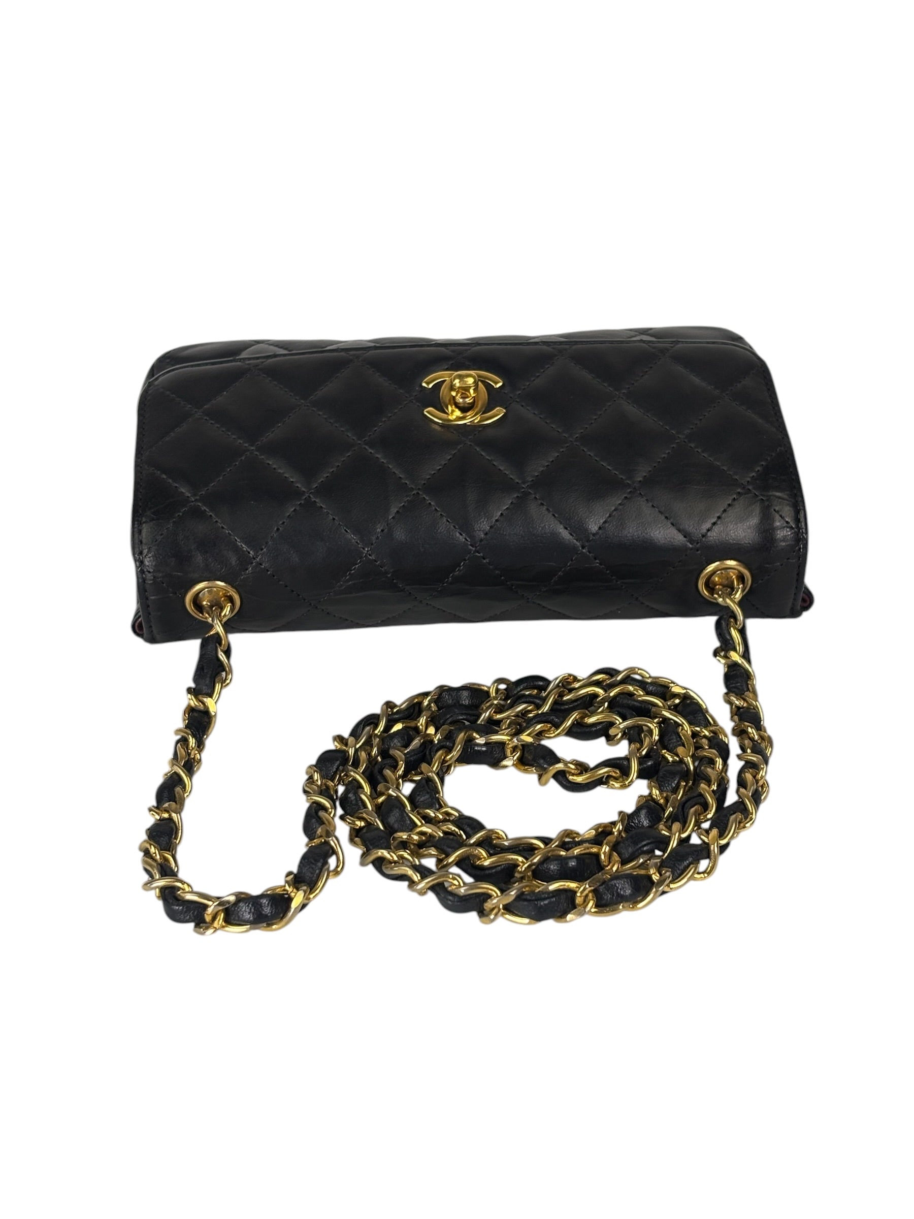 Chanel Black Quilted Leather Flap Bag 1989