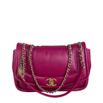 Chanel Fuchsia Pink Leather Puffy Flap Bag 2019