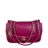 Chanel Fuchsia Pink Leather Puffy Flap Bag 2019