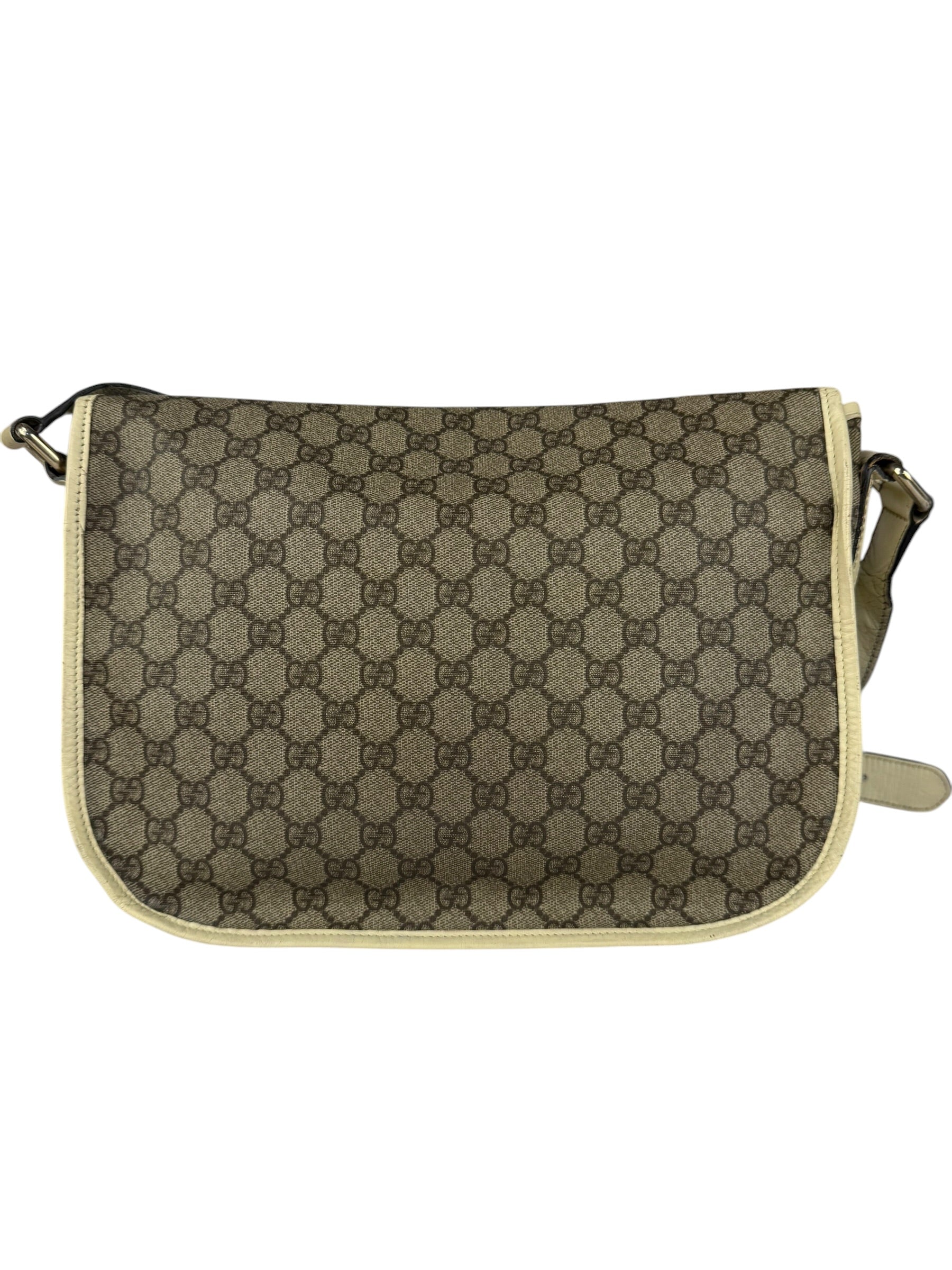 Gucci GG Leather Lined Flap Messenger Bag