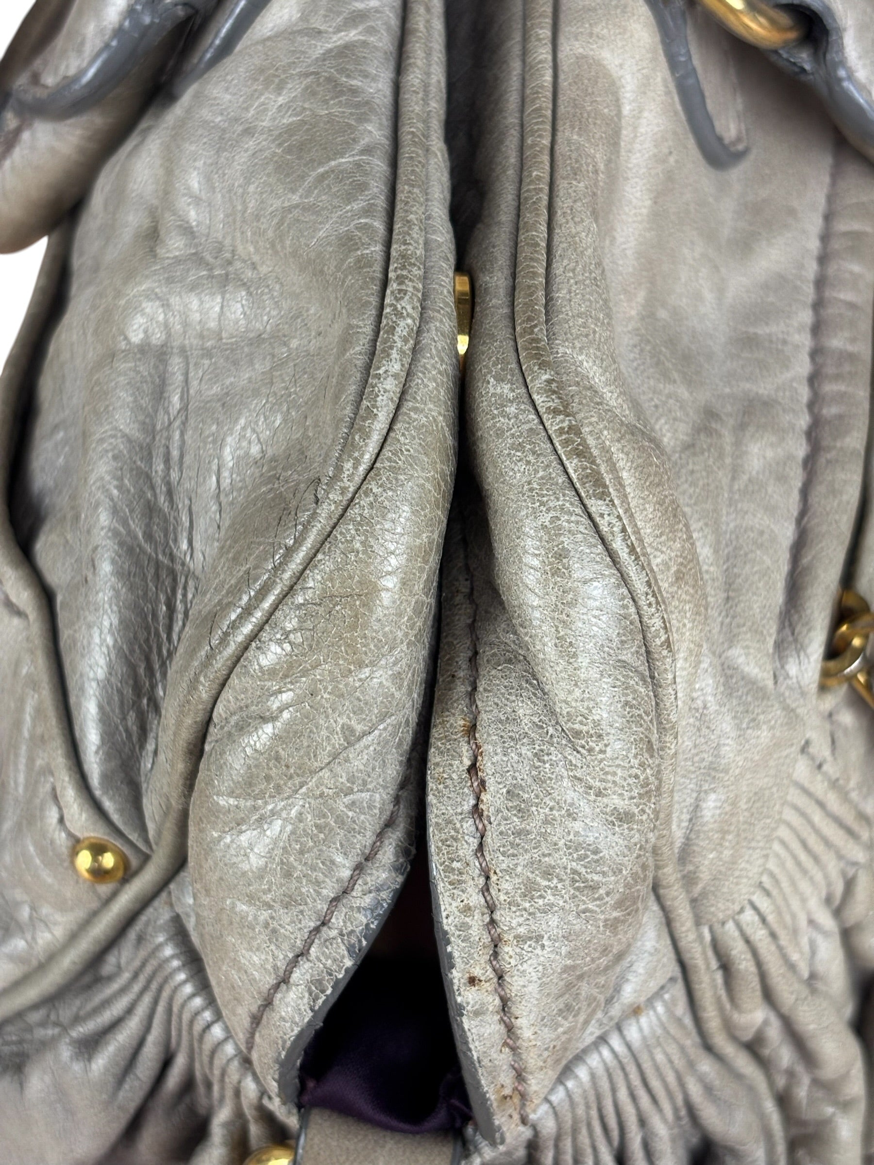 Miu Miu Green Vitello Leather Two-Way Bag
