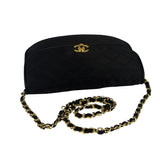 Chanel Black Quilted Satin Shoulder Bag