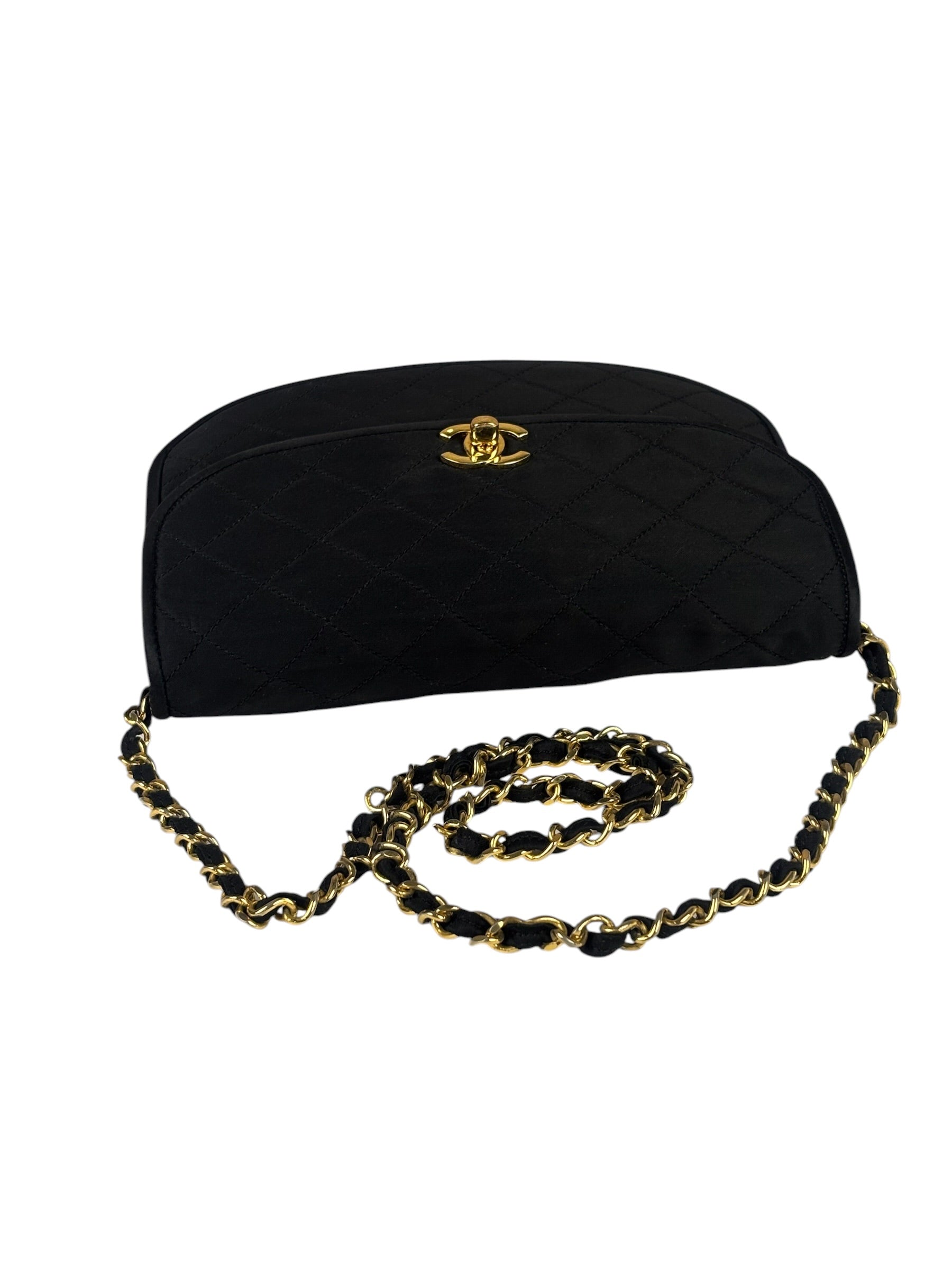 Chanel Black Quilted Satin Shoulder Bag