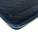 Chanel Black Quilted Caviar Leather Tablet Clutch Case