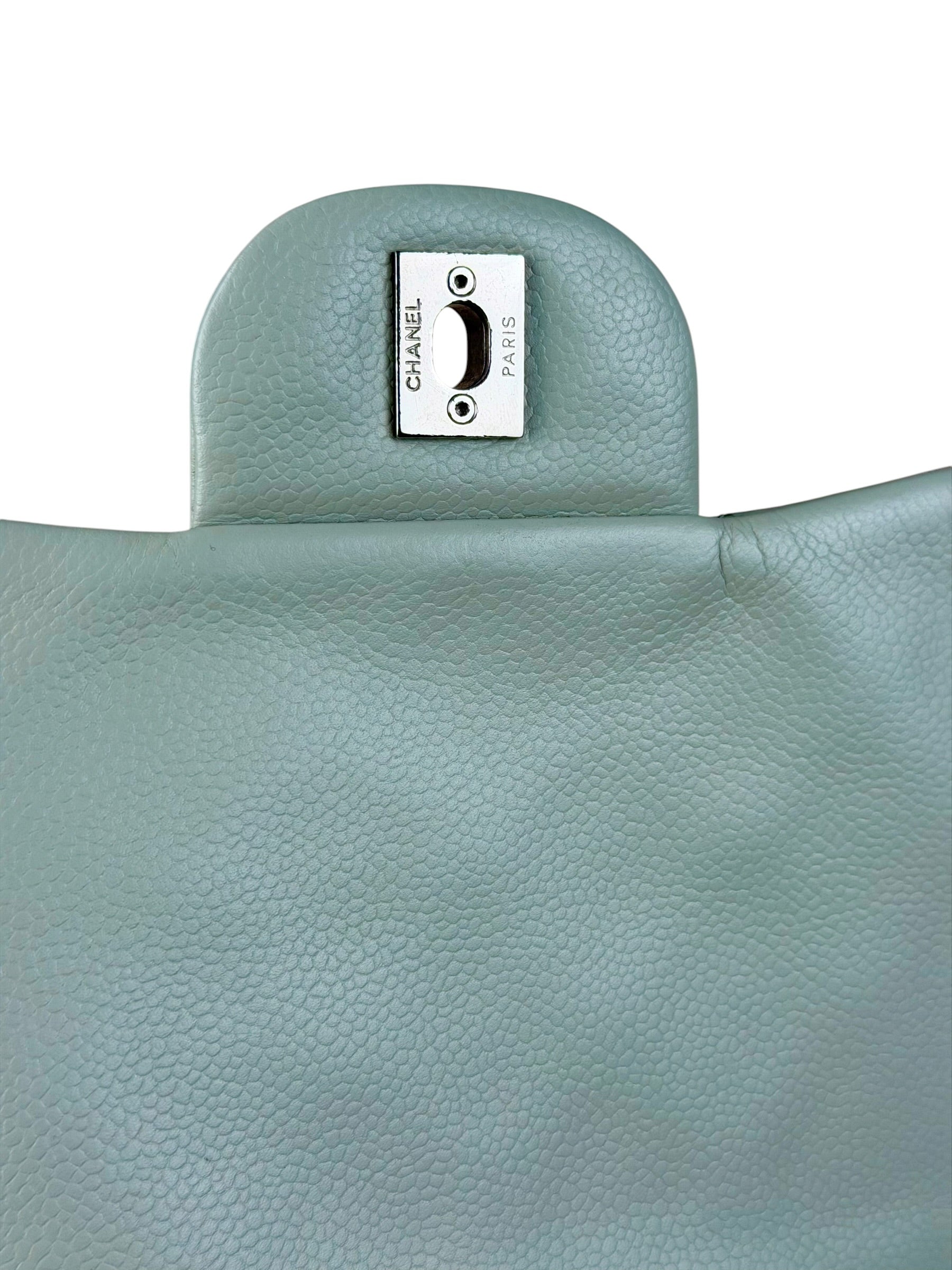 Chanel Light Sage Green Medium Classic Flap Shoulder Bag 2008