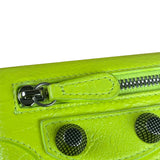 Balenciaga Fluo Neon Yellow Leather Cash Trifold Mini Wallet