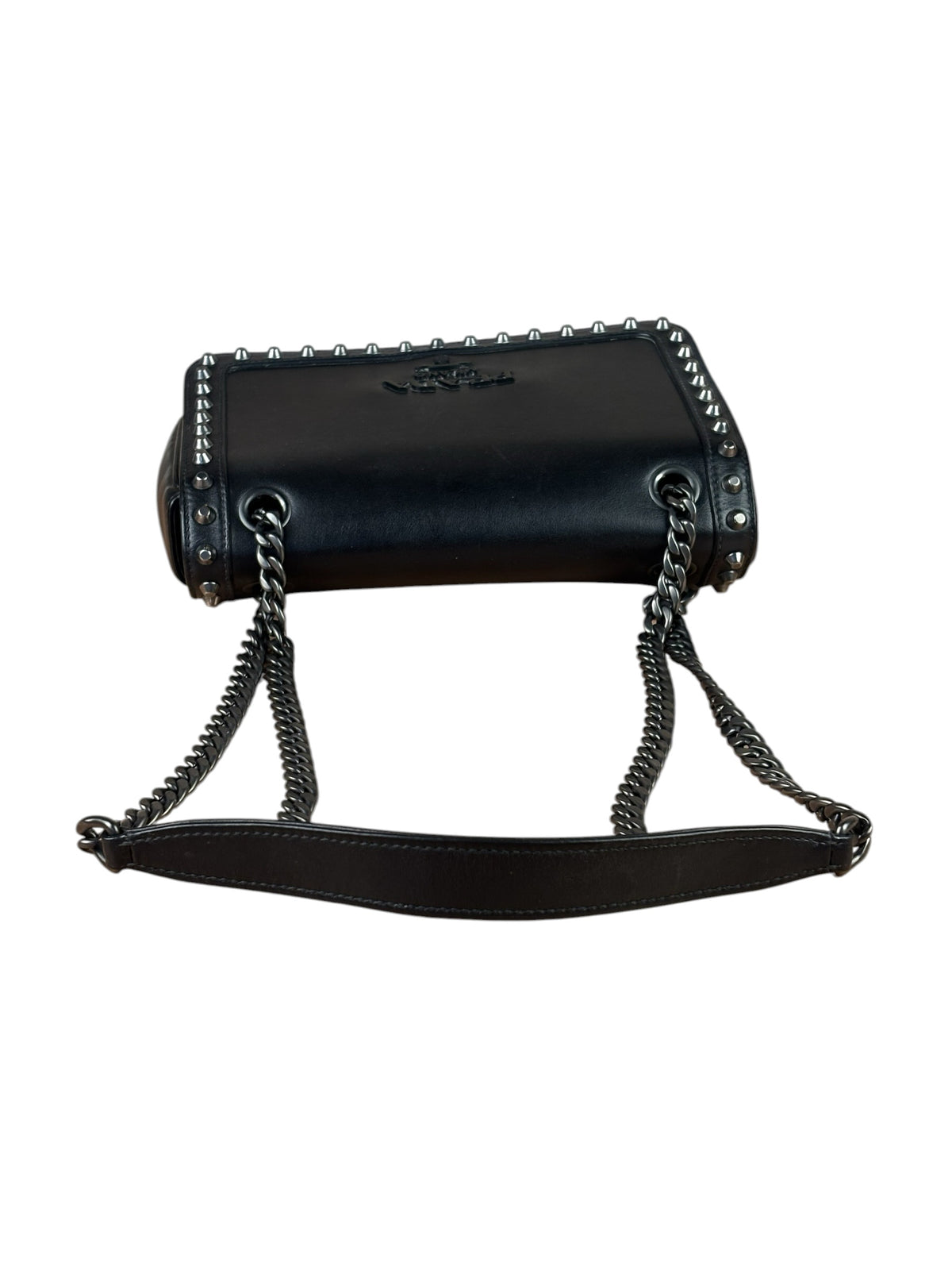 Prada Black Calfskin Studded Glace Flap Bag