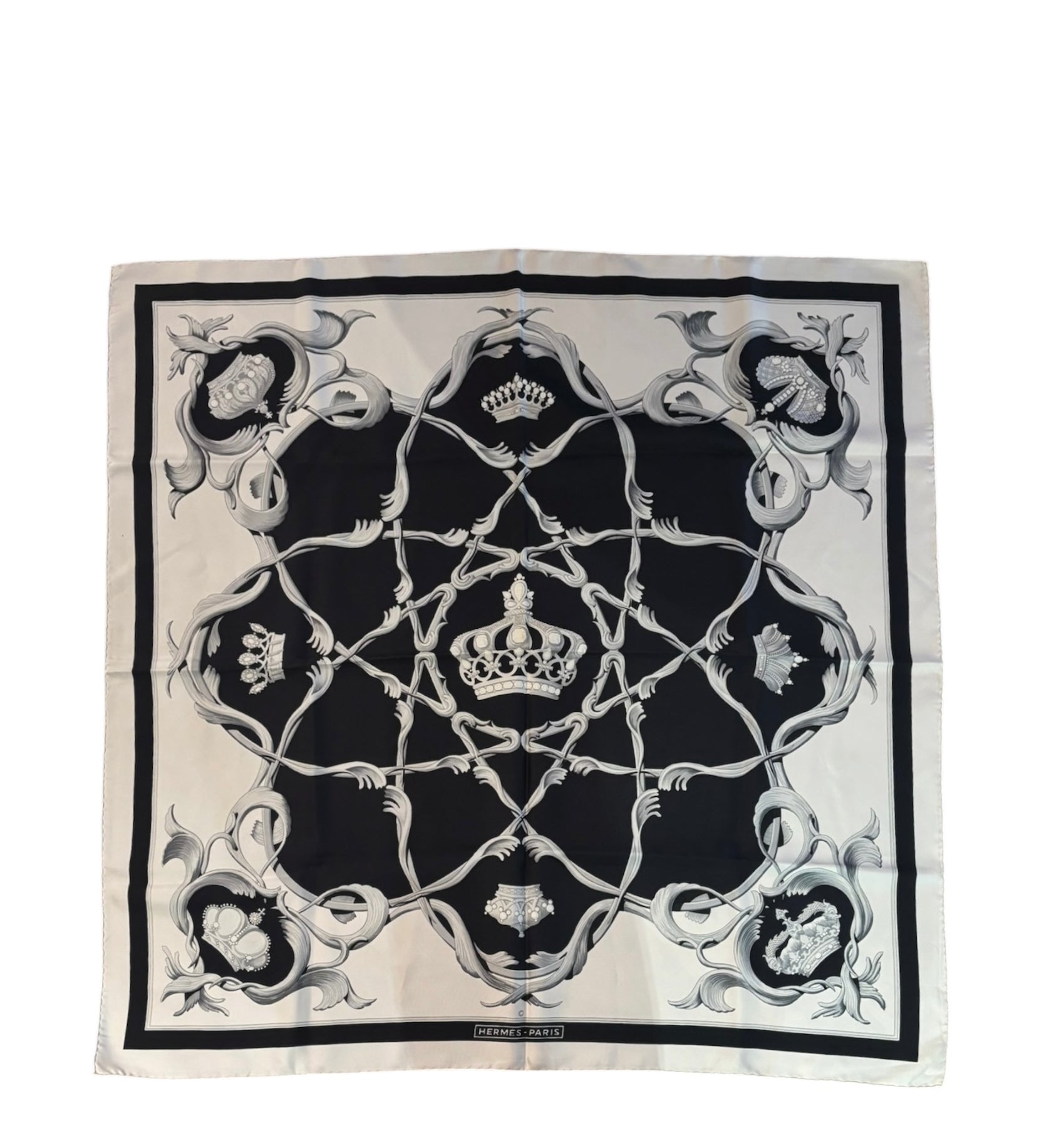 Hermes Couronnes Crown Carre 90 Silk Scarf