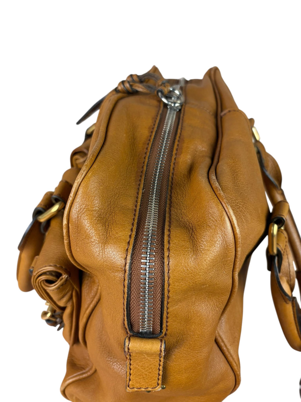 Chloe Brown Leather Pocket Paddington Large Handbag