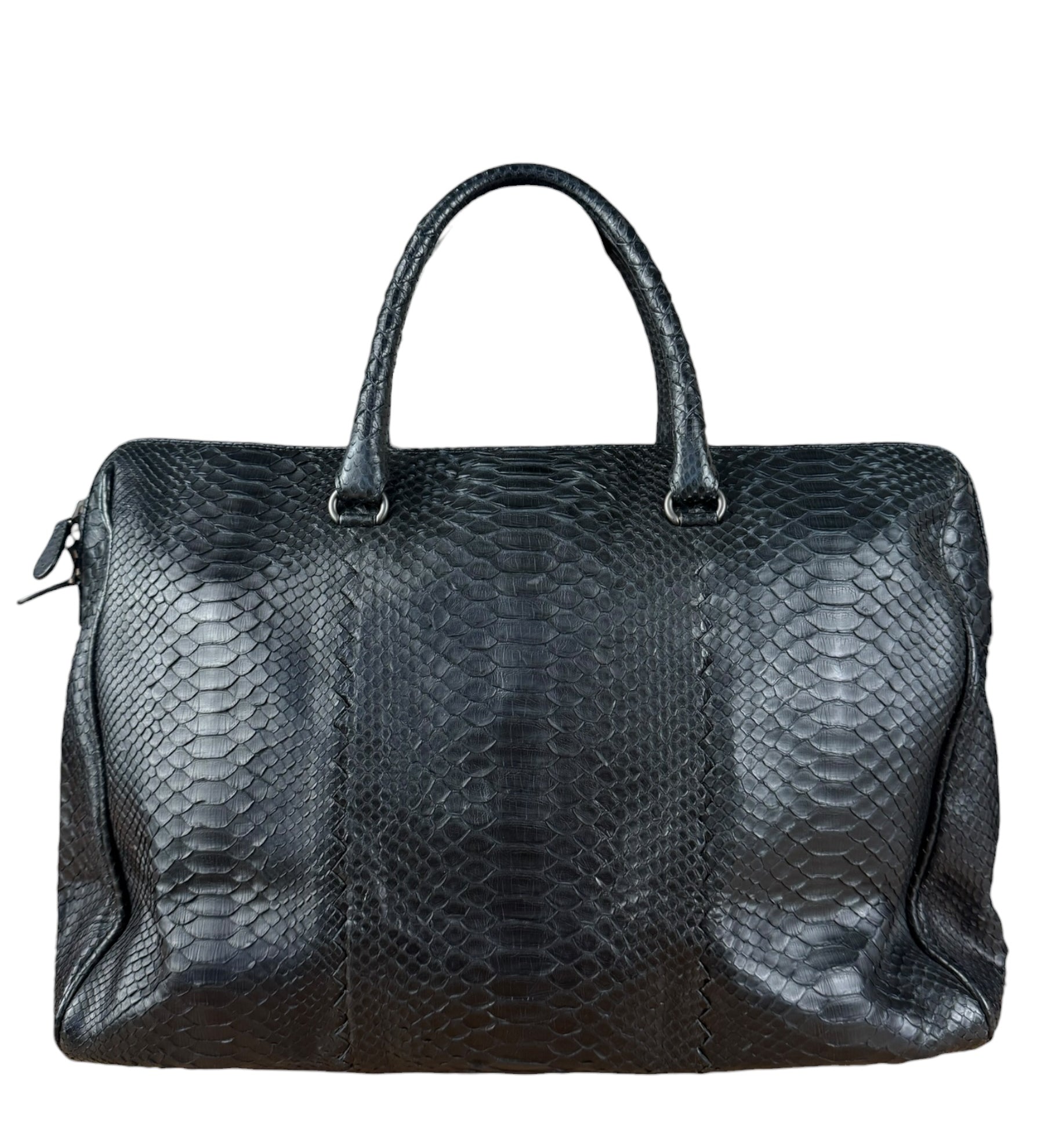Bottega Veneta Black Snake Leather Brief Case