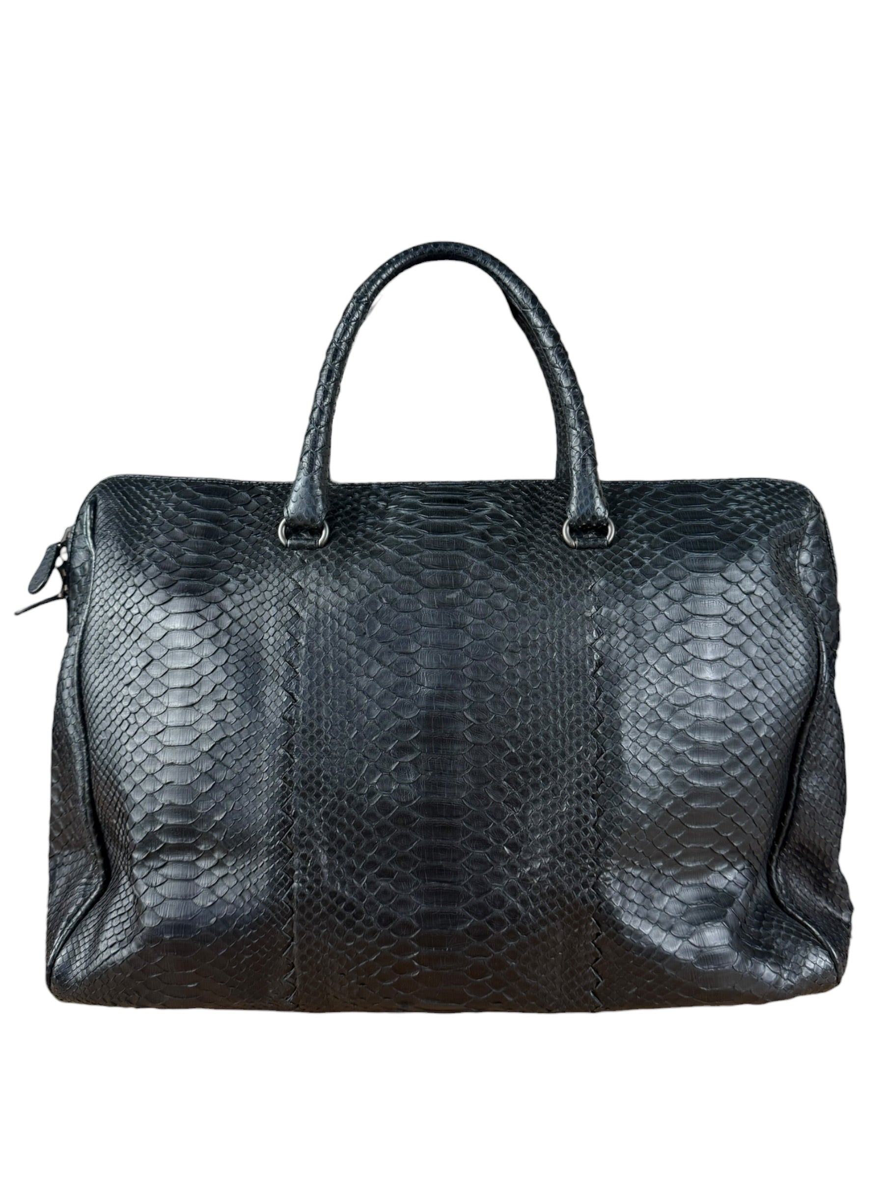 Bottega Veneta Black Snake Leather Brief Case