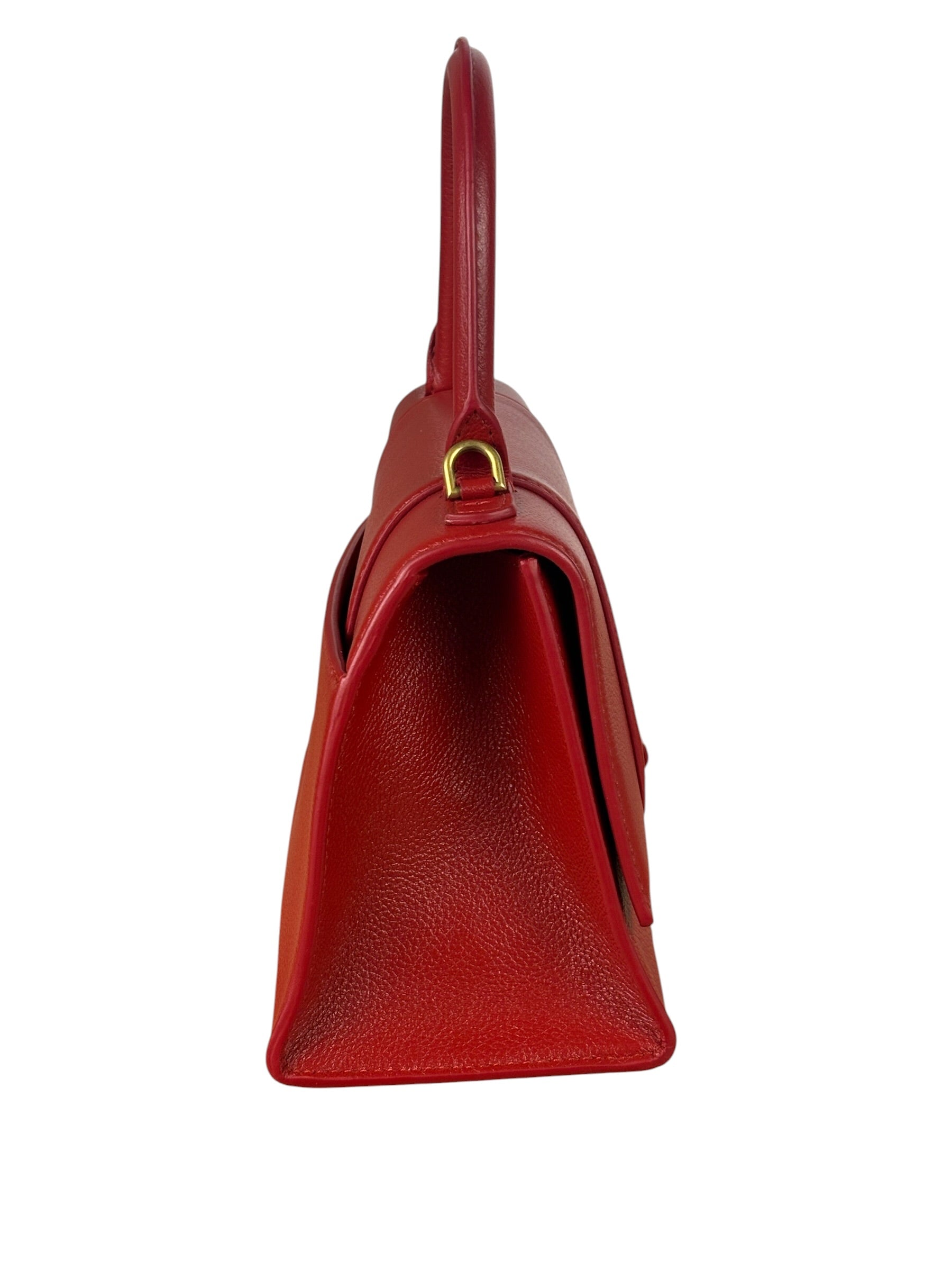 Balenciaga Red Leather Hourglass Small Two-Way Bag