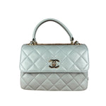 Chanel CC Trendy Blue Leather Flap Top Handle Bag