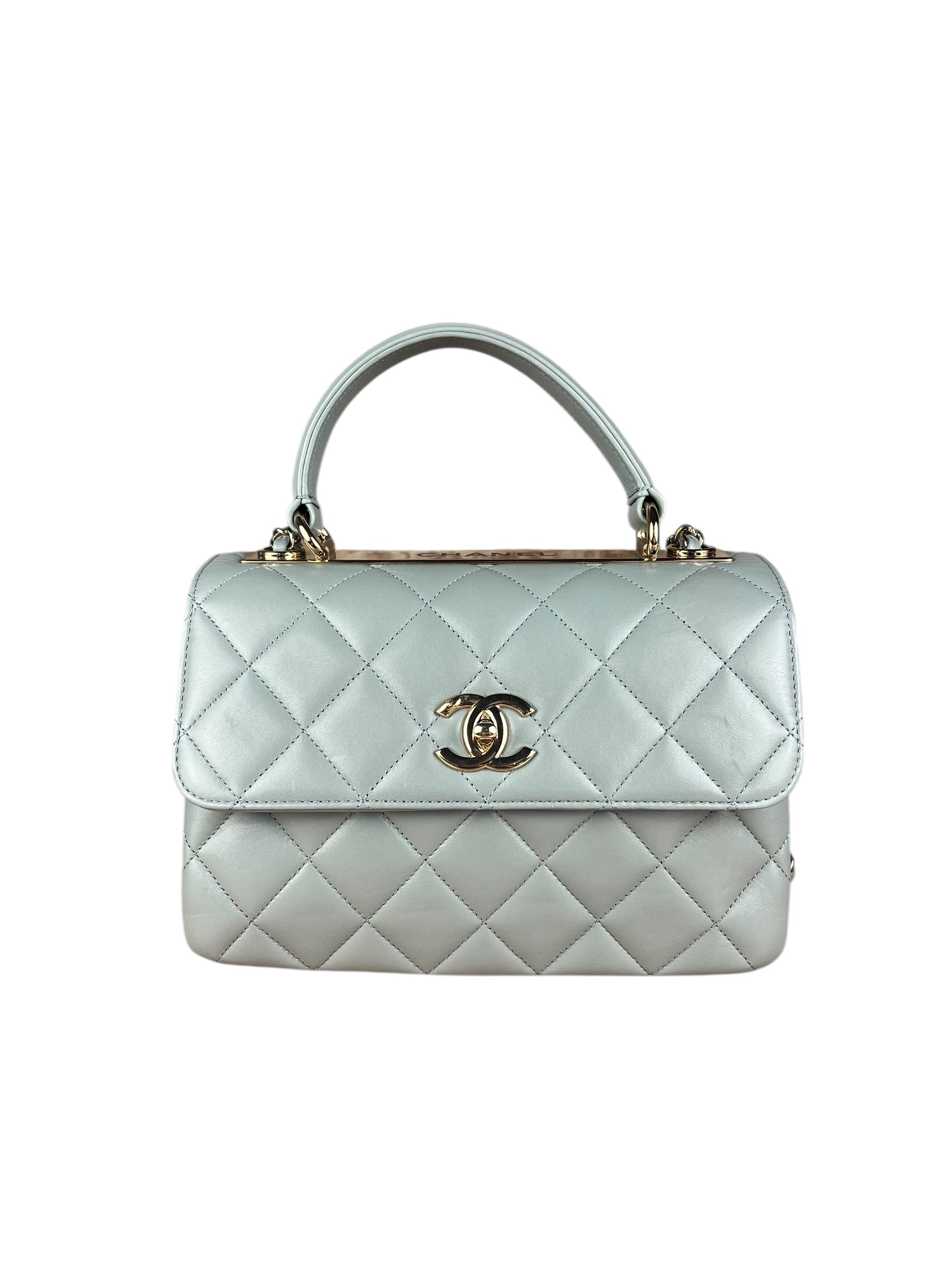 Chanel CC Trendy Blue Leather Flap Top Handle Bag