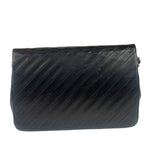Chanel Vintage Black Leather Timeless Diagonal Stitch Flap Bag 1986