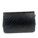 Chanel Vintage Black Leather Timeless Diagonal Stitch Flap Bag 1986