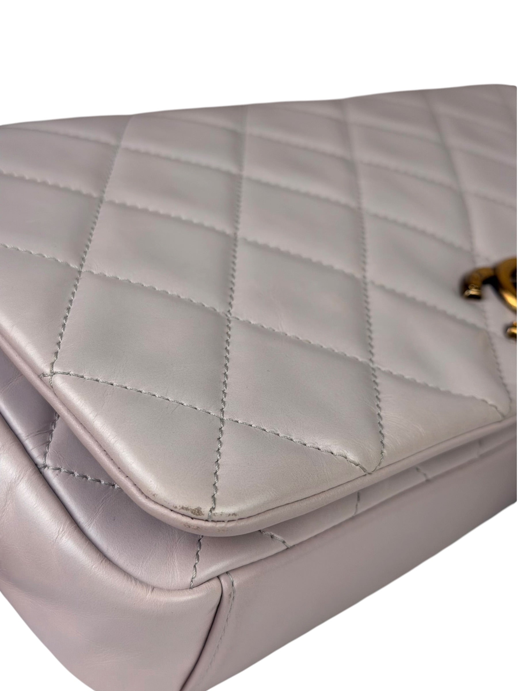 Chanel Light Lilac Calfskin Leather Quilted Flap Chain Bag