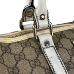Gucci Beige/White Leather Trim GG Joy Boston Bag