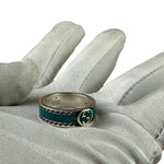 Gucci SS Silver & Turquoise Enamel Band Ring