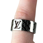 Louis Vuitton Silver Logo Cut-Out Ring